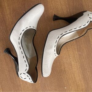 John Fluevog Audrey "Crackle" Black and White Heels